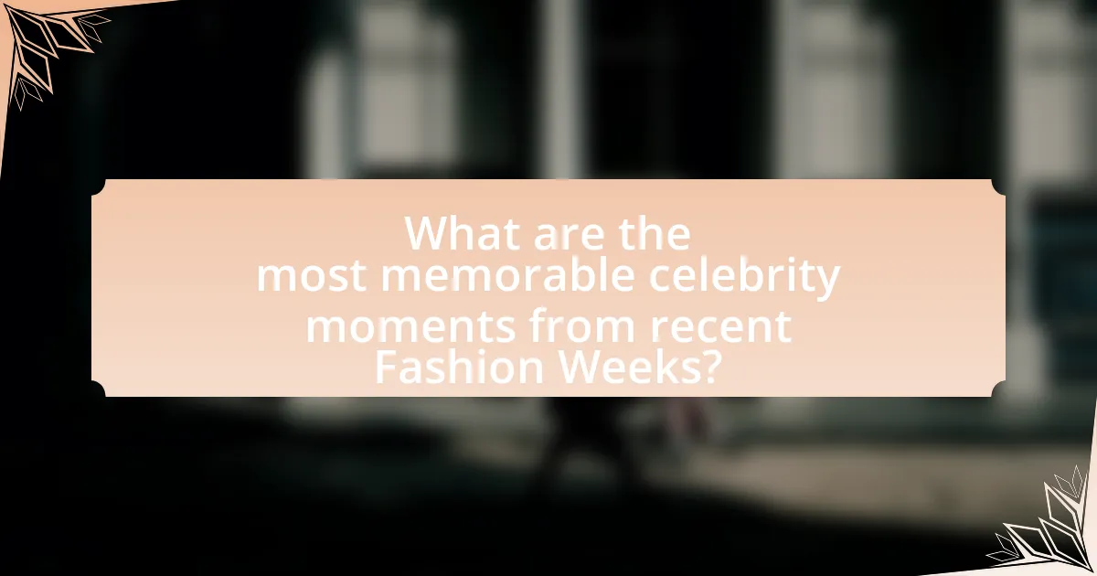 What are the most memorable celebrity moments from recent Fashion Weeks?